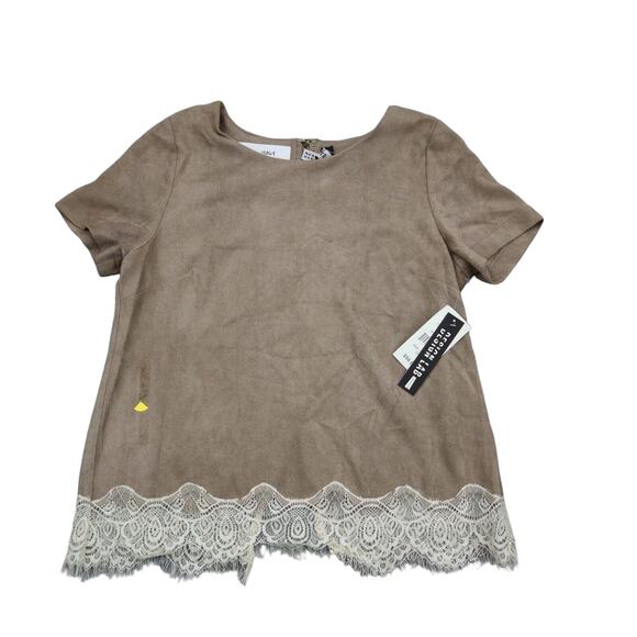 Design Lab Shirt Womens S Brown Cap Sleeve Crew Neck Pullover Blouse - Picture 1 of 16